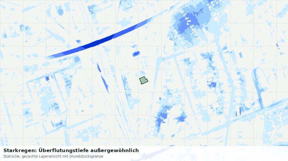 Statische Kartenansicht: Starkregen: Überflutungstiefe außergewöhnlich