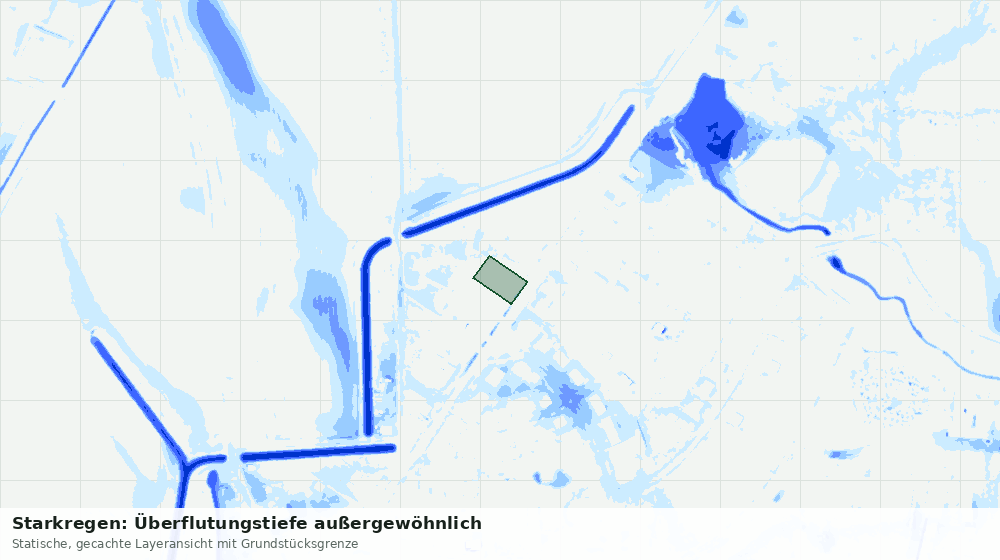 Statische Kartenansicht: Starkregen: Überflutungstiefe außergewöhnlich