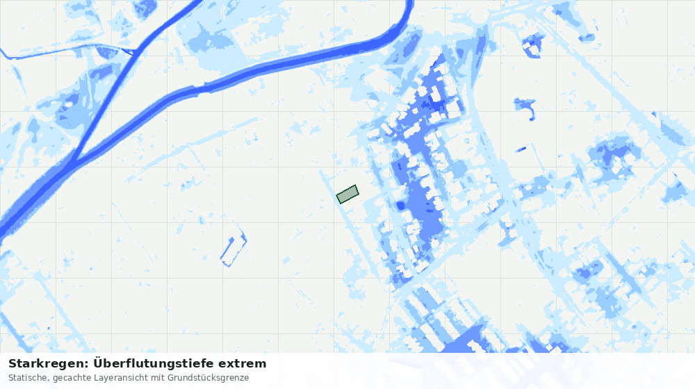 Statische Kartenansicht: Starkregen: Überflutungstiefe extrem