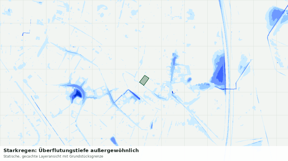 Statische Kartenansicht: Starkregen: Überflutungstiefe außergewöhnlich