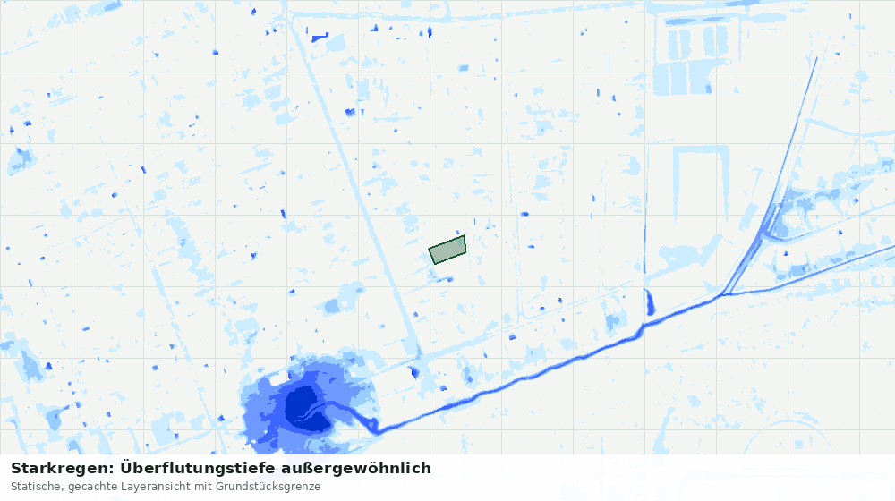 Statische Kartenansicht: Starkregen: Überflutungstiefe außergewöhnlich