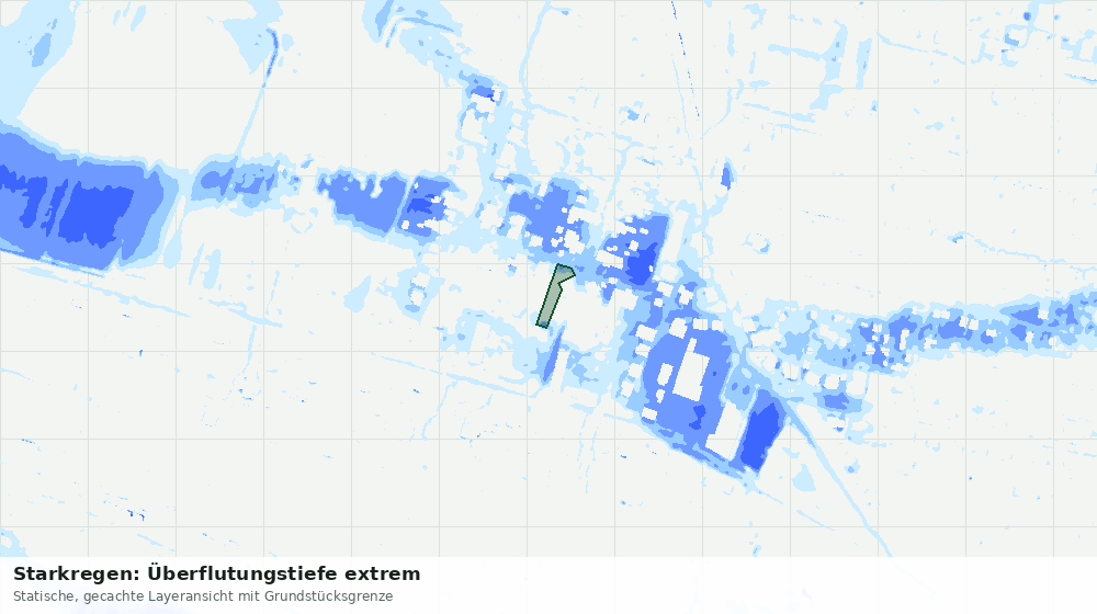 Statische Kartenansicht: Starkregen: Überflutungstiefe extrem