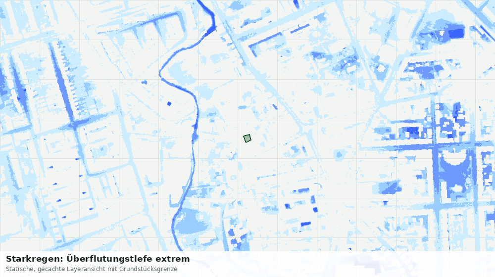 Statische Kartenansicht: Starkregen: Überflutungstiefe extrem