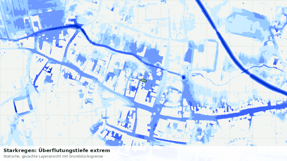 Statische Kartenansicht: Starkregen: Überflutungstiefe extrem
