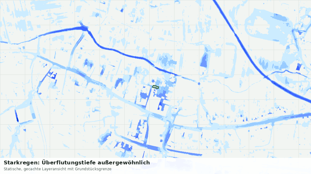 Statische Kartenansicht: Starkregen: Überflutungstiefe außergewöhnlich