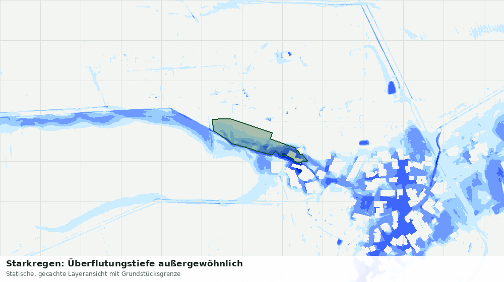 Statische Kartenansicht: Starkregen: Überflutungstiefe außergewöhnlich