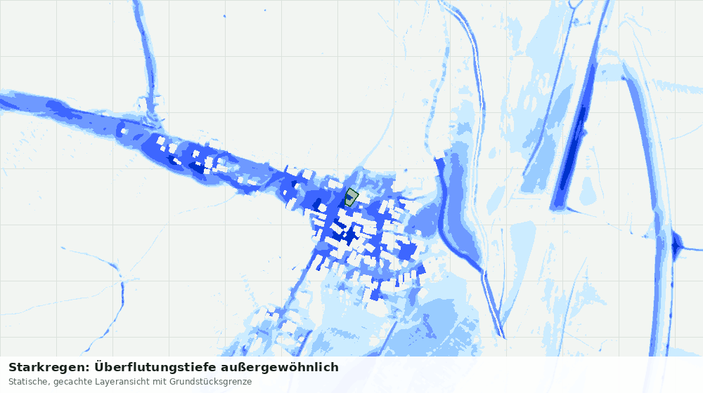 Statische Kartenansicht: Starkregen: Überflutungstiefe außergewöhnlich