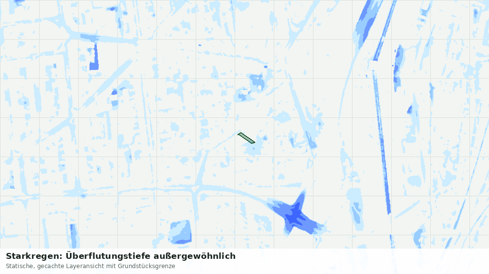 Statische Kartenansicht: Starkregen: Überflutungstiefe außergewöhnlich