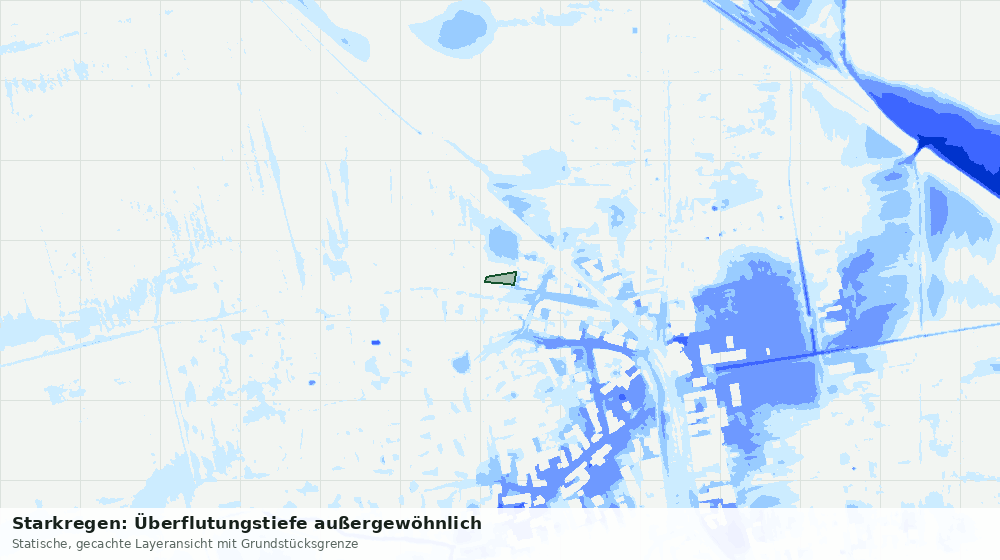 Statische Kartenansicht: Starkregen: Überflutungstiefe außergewöhnlich