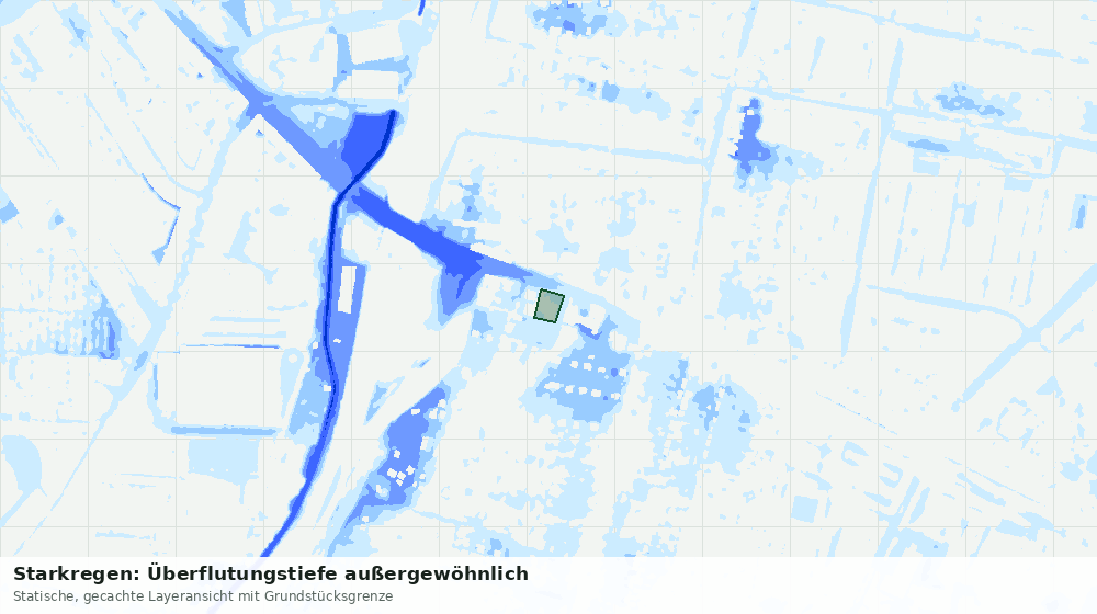 Statische Kartenansicht: Starkregen: Überflutungstiefe außergewöhnlich