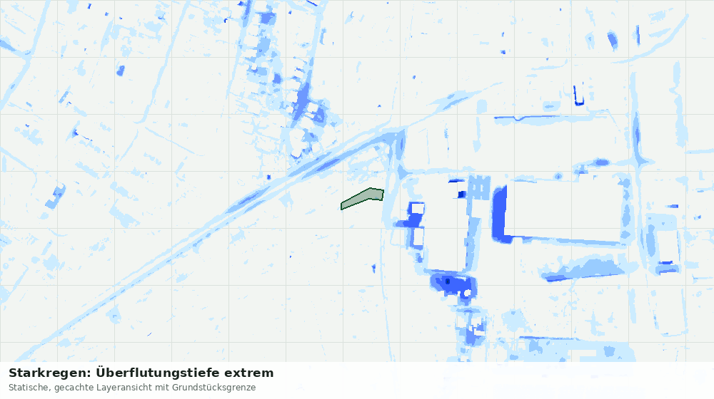 Statische Kartenansicht: Starkregen: Überflutungstiefe extrem