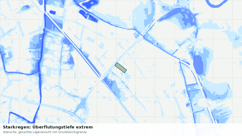 Statische Kartenansicht: Starkregen: Überflutungstiefe extrem