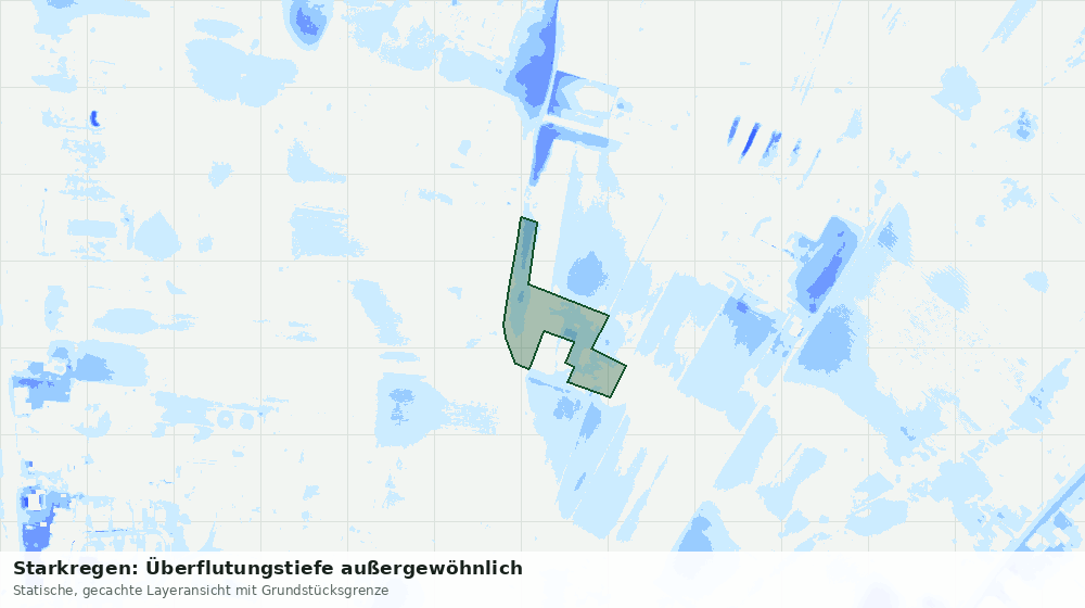 Statische Kartenansicht: Starkregen: Überflutungstiefe außergewöhnlich