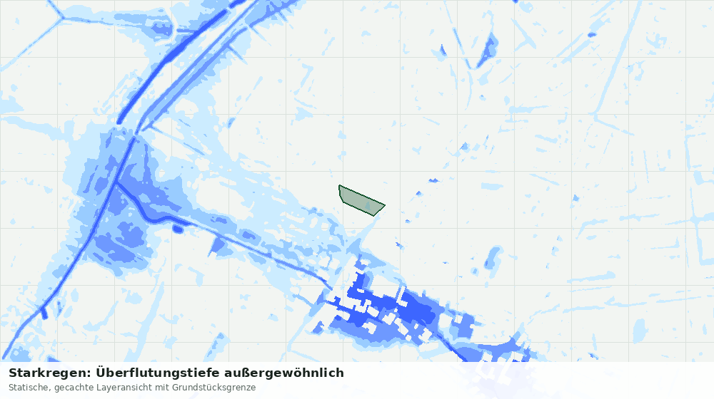 Statische Kartenansicht: Starkregen: Überflutungstiefe außergewöhnlich