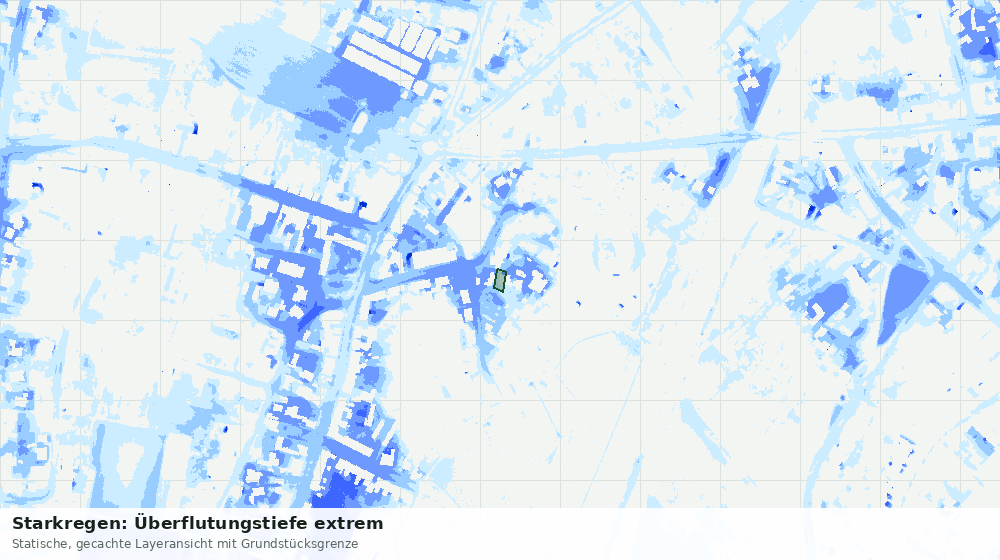Statische Kartenansicht: Starkregen: Überflutungstiefe extrem