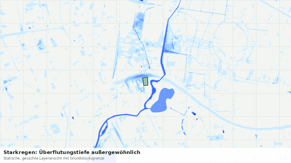 Statische Kartenansicht: Starkregen: Überflutungstiefe außergewöhnlich