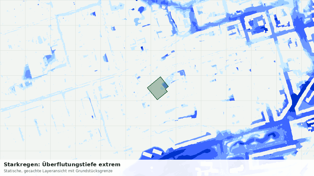 Statische Kartenansicht: Starkregen: Überflutungstiefe extrem