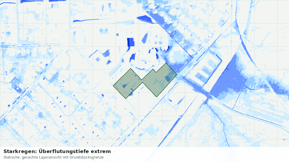 Statische Kartenansicht: Starkregen: Überflutungstiefe extrem