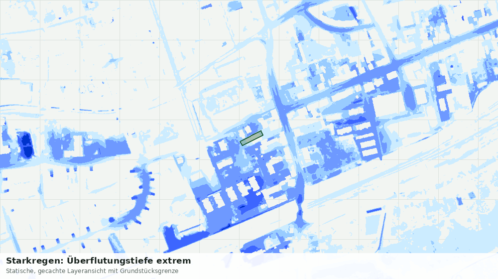 Statische Kartenansicht: Starkregen: Überflutungstiefe extrem