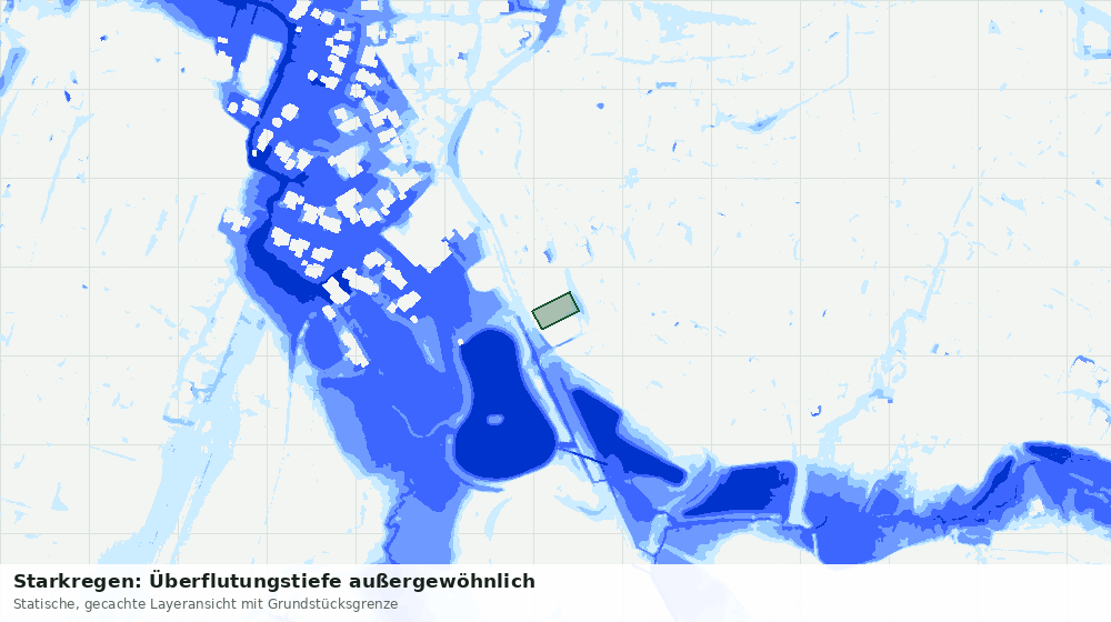 Statische Kartenansicht: Starkregen: Überflutungstiefe außergewöhnlich