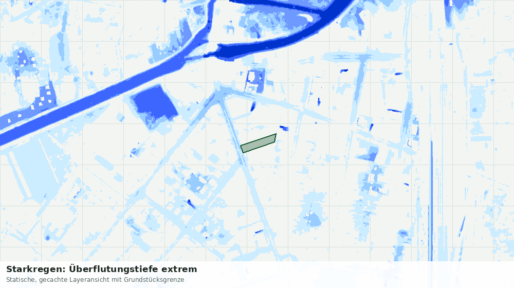 Statische Kartenansicht: Starkregen: Überflutungstiefe extrem