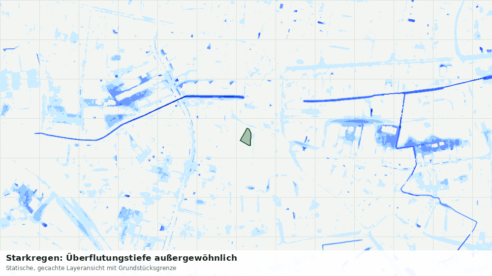 Statische Kartenansicht: Starkregen: Überflutungstiefe außergewöhnlich