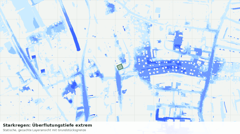Statische Kartenansicht: Starkregen: Überflutungstiefe extrem