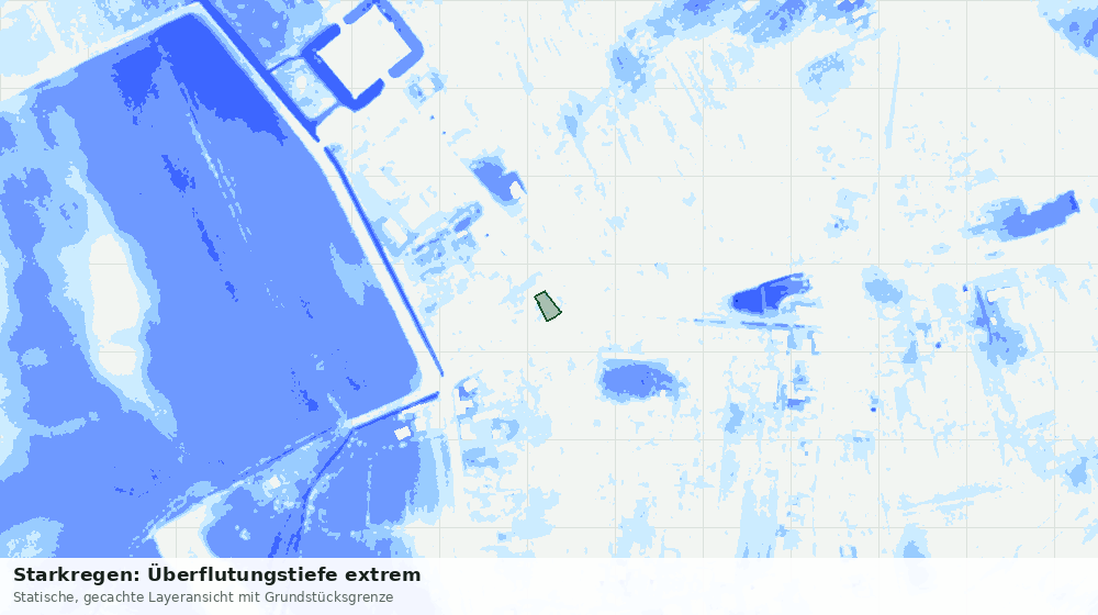 Statische Kartenansicht: Starkregen: Überflutungstiefe extrem