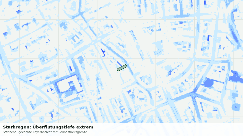 Statische Kartenansicht: Starkregen: Überflutungstiefe extrem