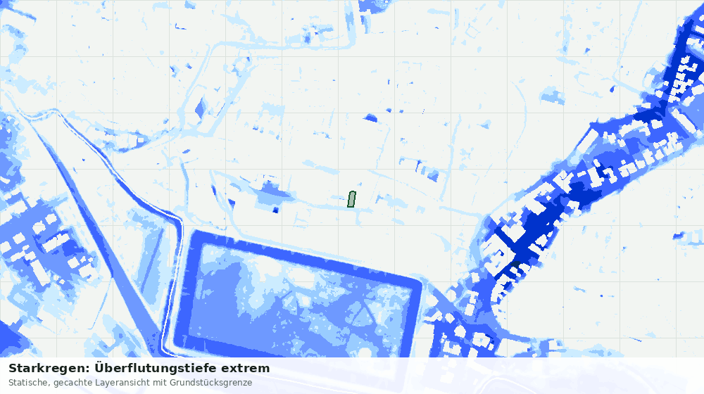 Statische Kartenansicht: Starkregen: Überflutungstiefe extrem