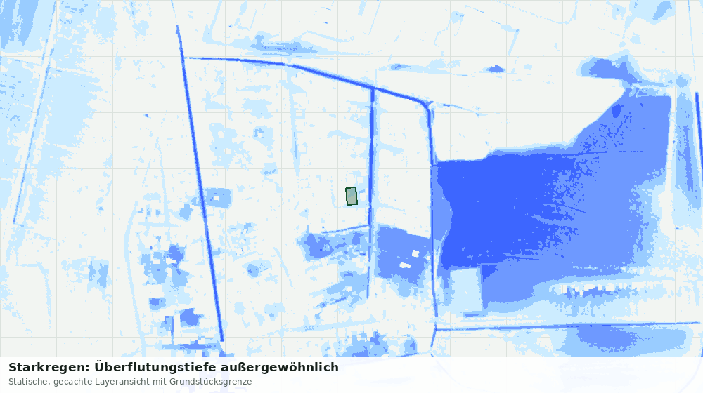 Statische Kartenansicht: Starkregen: Überflutungstiefe außergewöhnlich