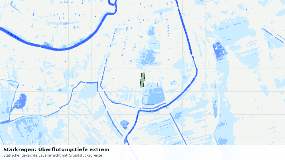 Statische Kartenansicht: Starkregen: Überflutungstiefe extrem