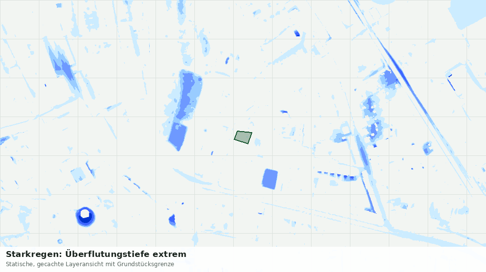 Statische Kartenansicht: Starkregen: Überflutungstiefe extrem