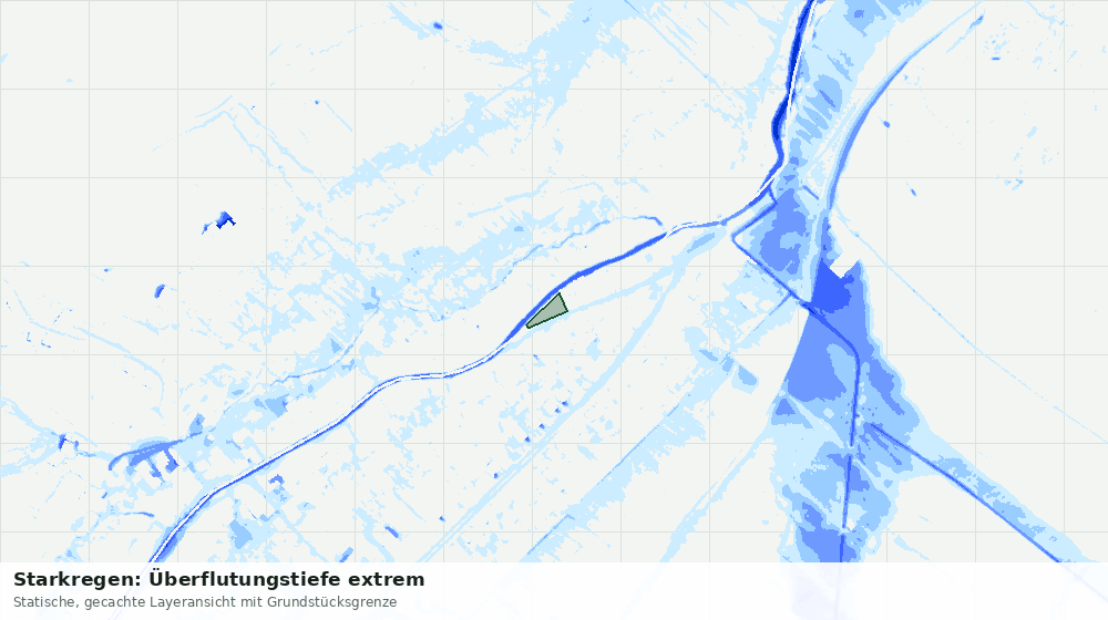 Statische Kartenansicht: Starkregen: Überflutungstiefe extrem