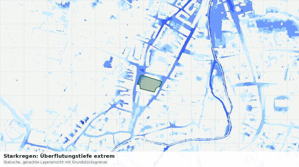 Statische Kartenansicht: Starkregen: Überflutungstiefe extrem