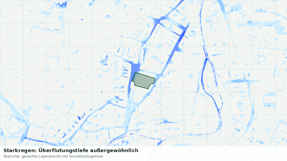 Statische Kartenansicht: Starkregen: Überflutungstiefe außergewöhnlich