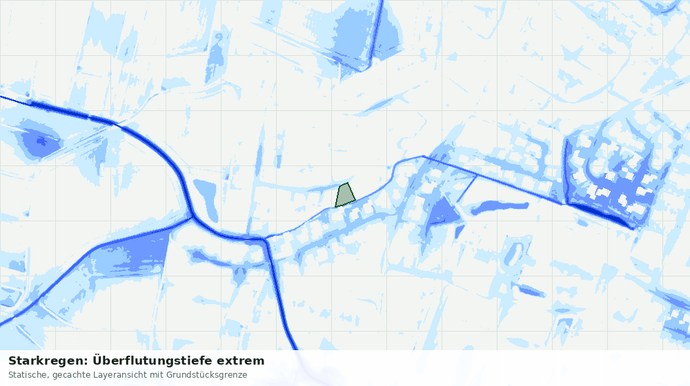 Statische Kartenansicht: Starkregen: Überflutungstiefe extrem