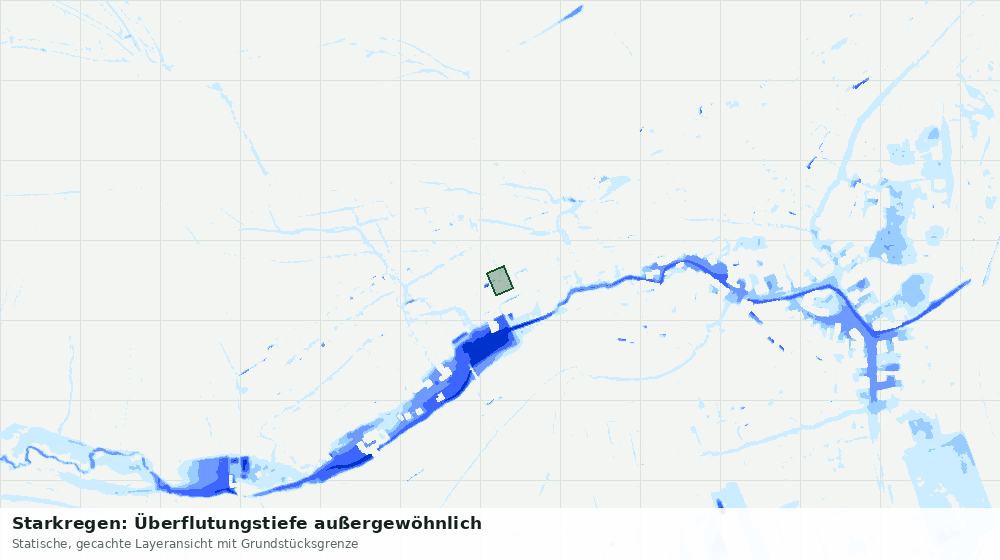 Statische Kartenansicht: Starkregen: Überflutungstiefe außergewöhnlich