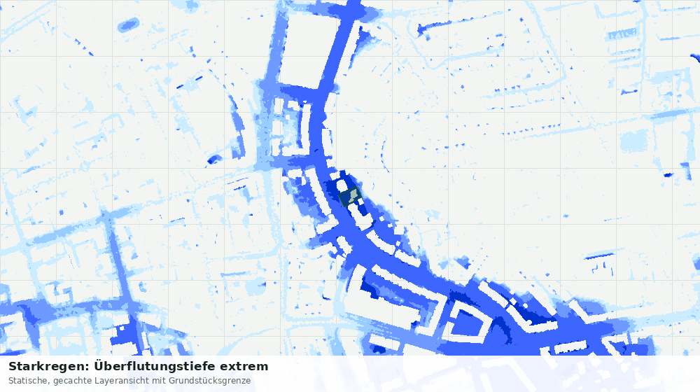 Statische Kartenansicht: Starkregen: Überflutungstiefe extrem
