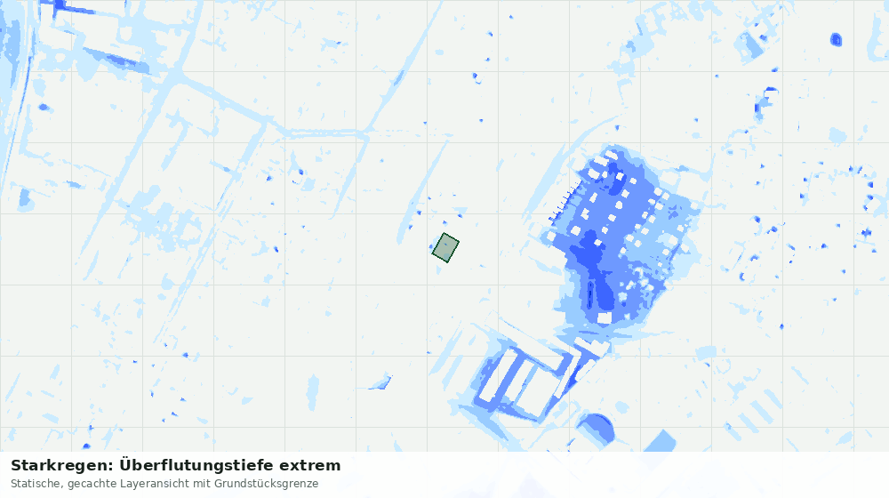 Statische Kartenansicht: Starkregen: Überflutungstiefe extrem