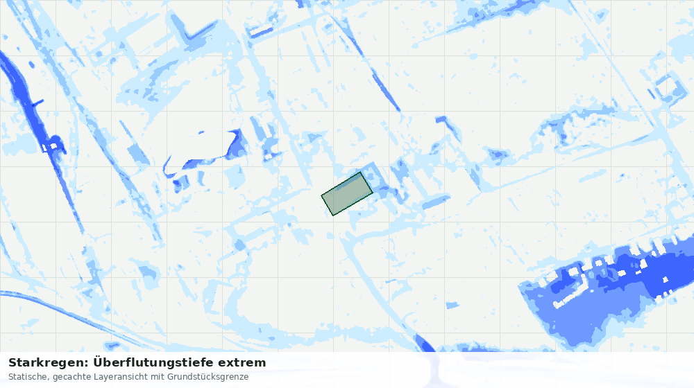 Statische Kartenansicht: Starkregen: Überflutungstiefe extrem
