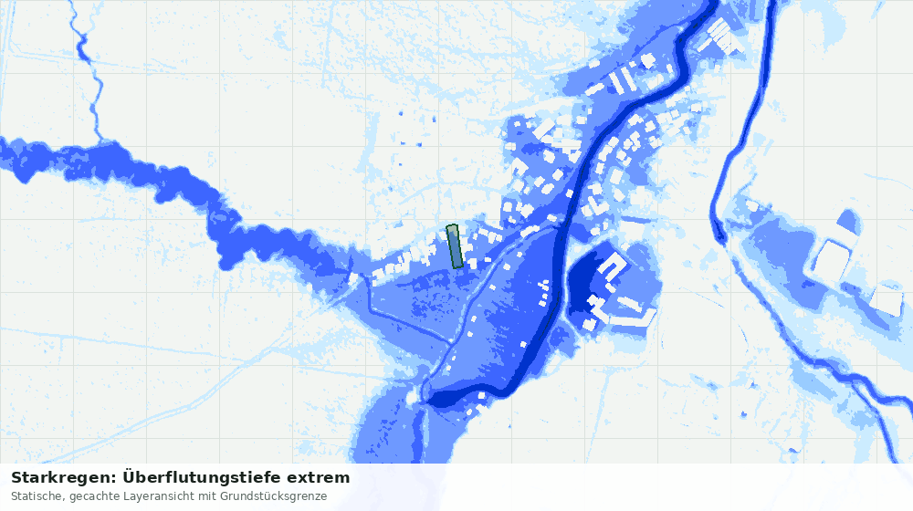 Statische Kartenansicht: Starkregen: Überflutungstiefe extrem