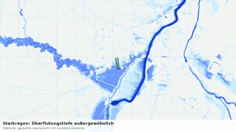 Statische Kartenansicht: Starkregen: Überflutungstiefe außergewöhnlich