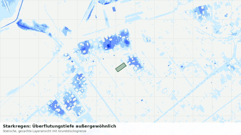 Statische Kartenansicht: Starkregen: Überflutungstiefe außergewöhnlich