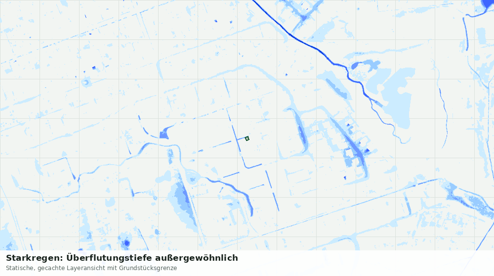 Statische Kartenansicht: Starkregen: Überflutungstiefe außergewöhnlich