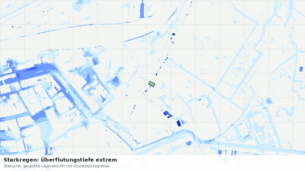 Statische Kartenansicht: Starkregen: Überflutungstiefe extrem