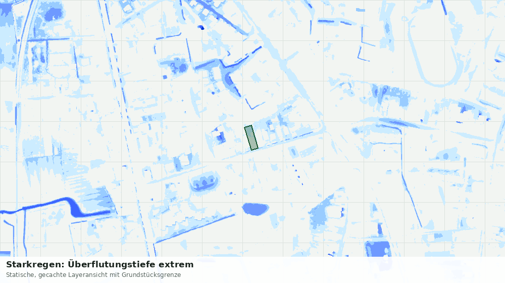 Statische Kartenansicht: Starkregen: Überflutungstiefe extrem