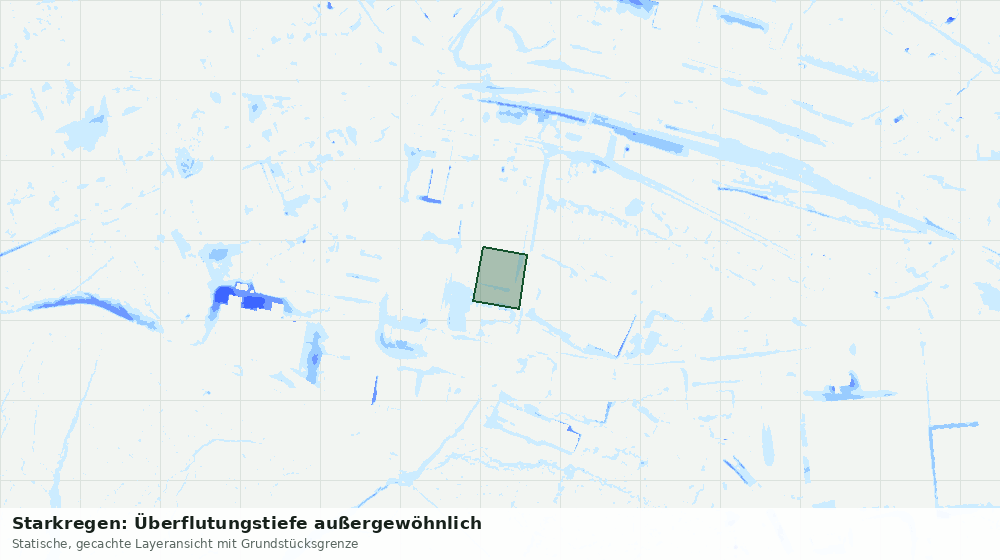 Statische Kartenansicht: Starkregen: Überflutungstiefe außergewöhnlich
