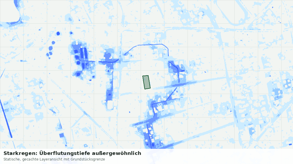 Statische Kartenansicht: Starkregen: Überflutungstiefe außergewöhnlich