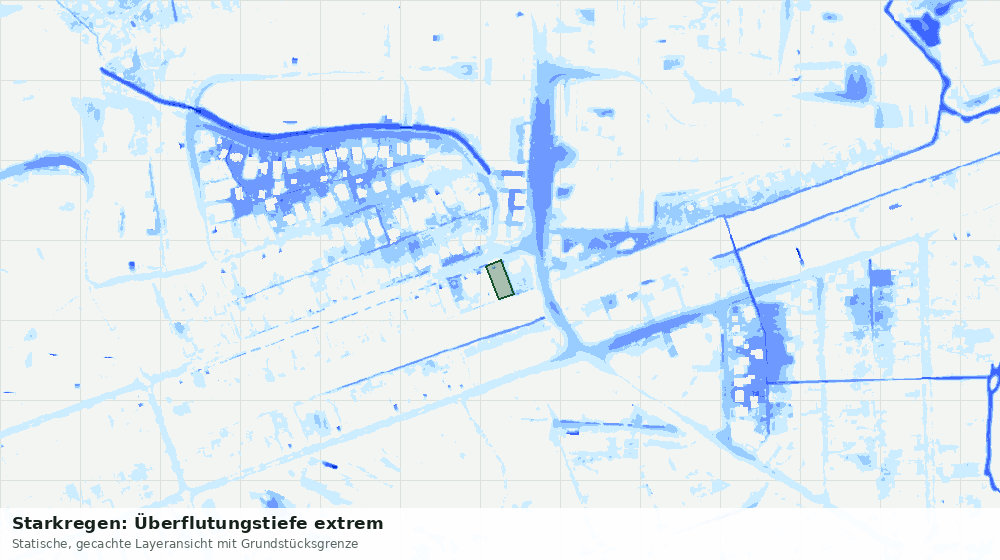 Statische Kartenansicht: Starkregen: Überflutungstiefe extrem